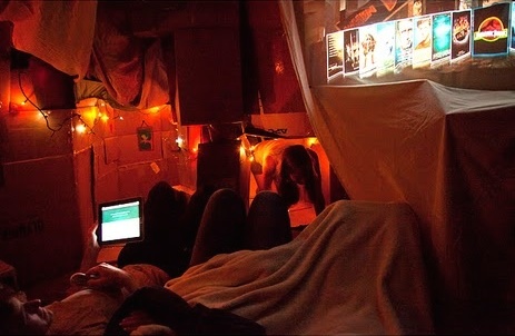 Cardboard Fort for adults - Epic cardboard fort with movie room